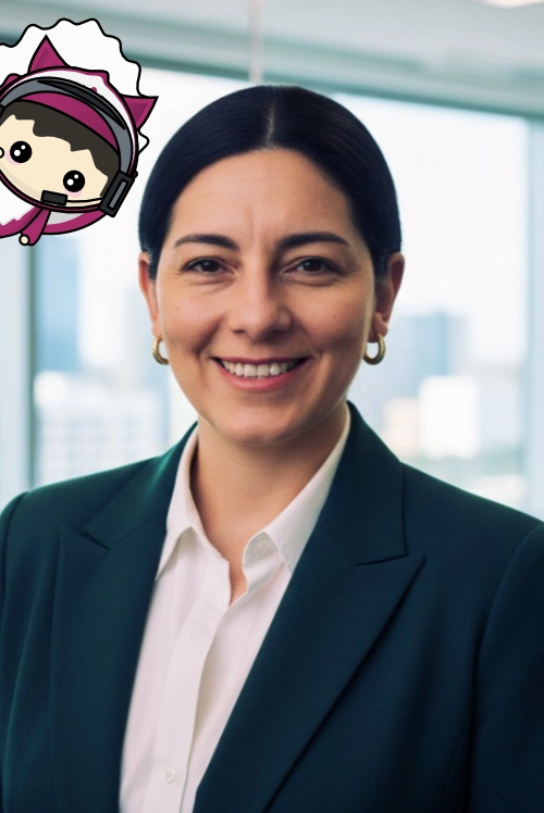 Portrait of a smiling team member in a dark blazer